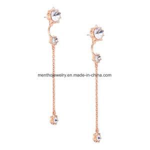 Hot Sale Simple and Elegant Inaid Rhinestone Detachable Long Thread Earrings