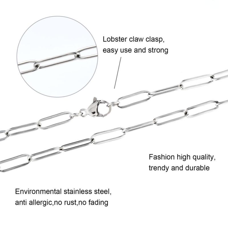 Wholesale Stainless Steel Jewelry Chain Costume Jewellery Accessories Fashion Wide Link Chain Necklace Jewelry