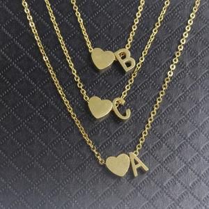 Fashion Personalized Custom Alphabet Necklace Heart Stainless Steel Jewelry Chain