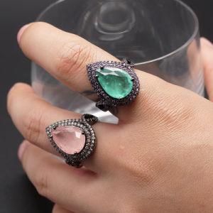 Factory Wholesale Sterling Silver or Brass Fashion Fine Jewelry Different Colored Ring for Women