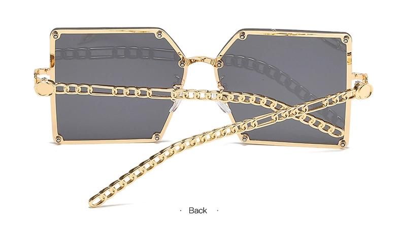 Fashion Glasses Frameless Trendy Net Red Sunglasses Female Square Big Frame Summer Travel Glasses Big Face Personality Hollow Sunglasses