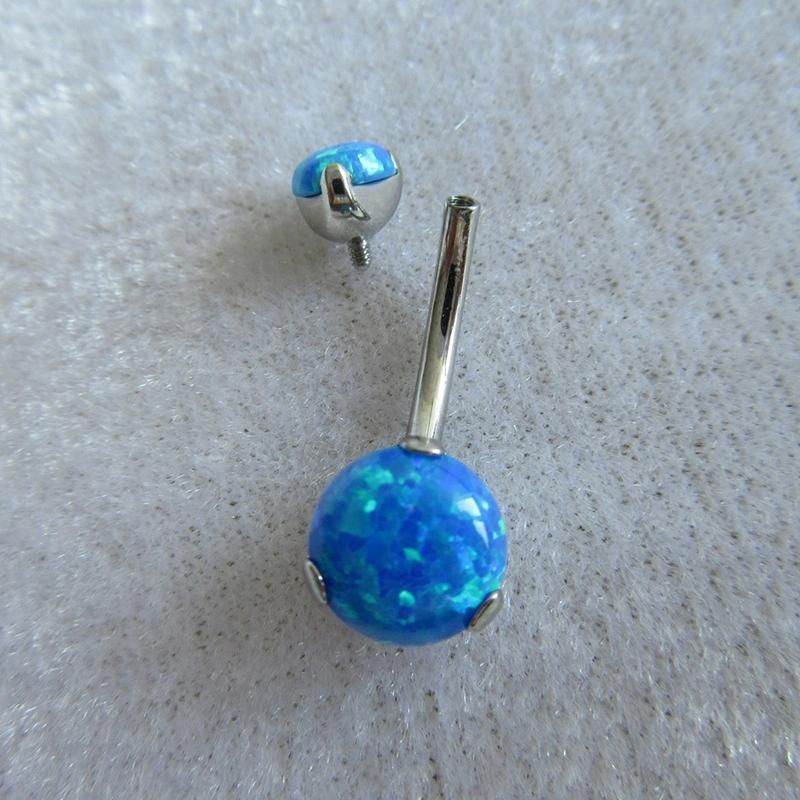 ASTM F136 Tianium Internal Threaded Synthetic Opal Navel Ring Belly Button Ring Body Piercing Jewelry