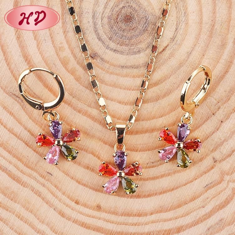 Hengdian Costume Wholesale Fashion Imitation Gold Plated Earring Sets Pendant Necklace Jewelry