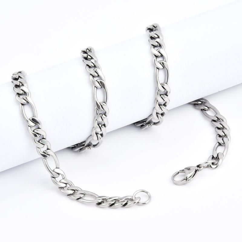 Wholesale Fashion Jewelry Figaro Chain Stainless Steel Necklace for Bracelet Necklace Jewelry Making