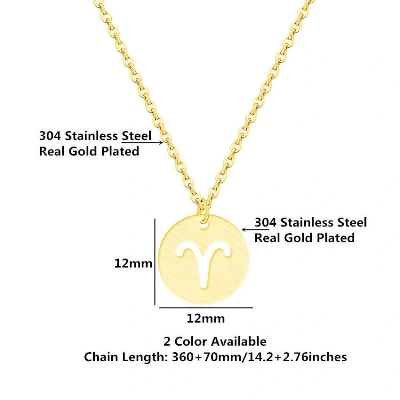 12 Constellation Round Card Pendant Snake Bone DIY Necklace Jewelry