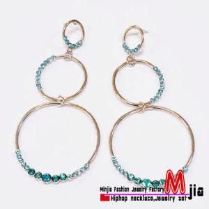 Big Round Zinc Alloy Earring with Rhinestones (b-11)