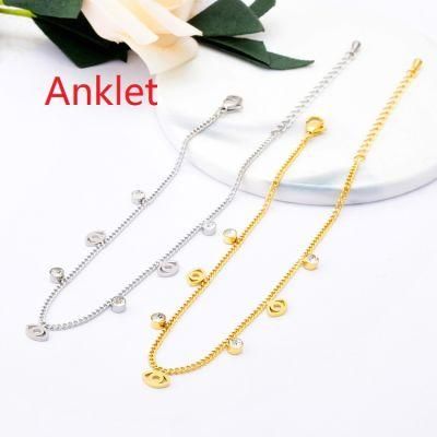 Manufacturer&prime;s Customized Jewelry Stainless Steel Fashion Anklet Zircon Anklet Women&prime;s Wholesale