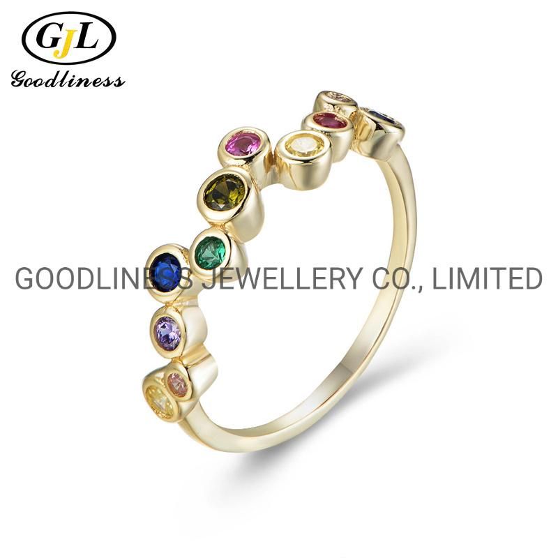 925 Sterling Silver Women Multi-Color CZ Fine Jewelry Rings