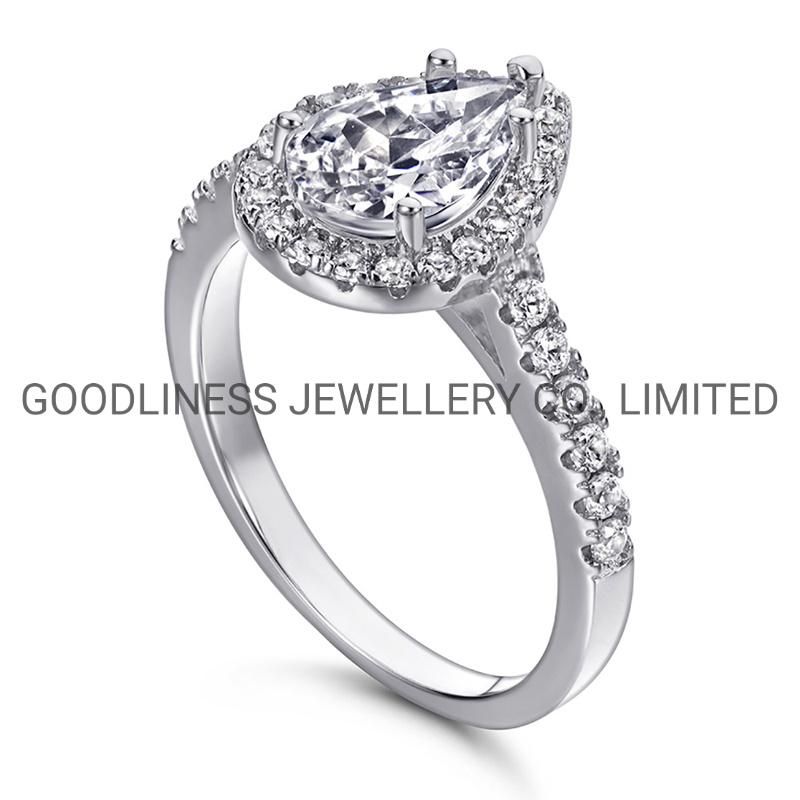 Women Engagement Rose Gold Diamond Promise Teardorp Ring for Her
