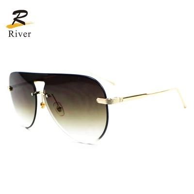 Top Flat Light Stock Frameless Sunglasses for Women