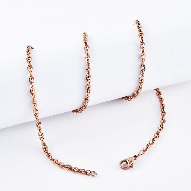 Factory Supplier 18K Rose Gold Plated Stainless Steel Anklet Bracelet Fashion Women Gift Imitation Jewelry Necklace