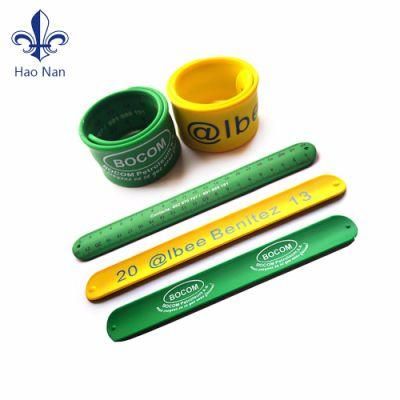 Fashion Custom Printed Logo 100% Silicone Slap Wristband