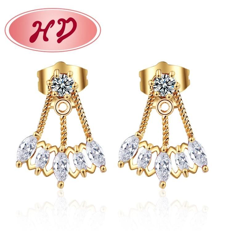 2020 Fashion Birthday Gift Fashion Gold New Model Fancy CZ Stud Earring