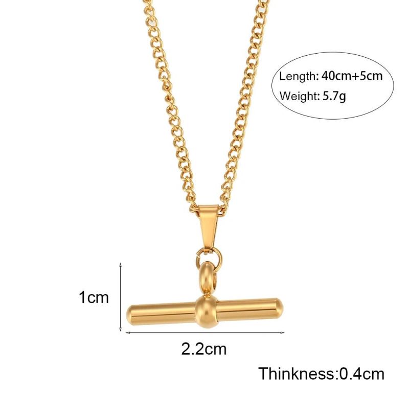 Factory Customized Fashion Jewelry Ins Fashion Niche Personality Fashion Earrings Jewelry Stainless Steel Circle Stick Cuban Chain Pendant Necklace
