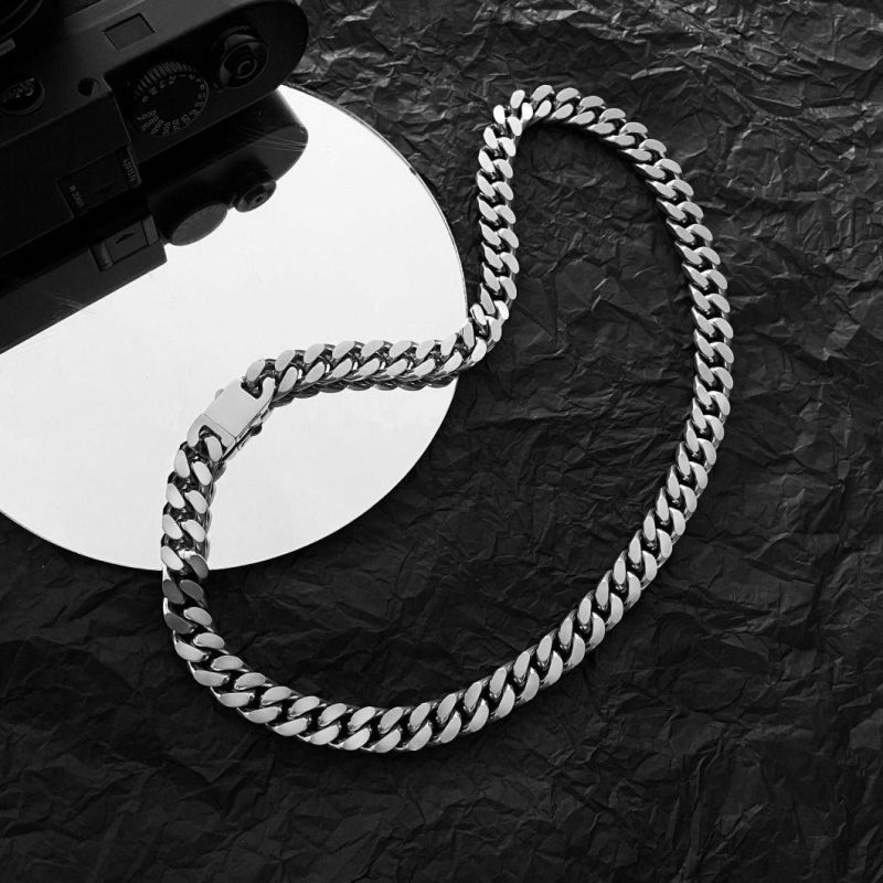 Manufacturer Custom Hip Hop Jewelry High Quality Non Fade Stainless Steel Cuban Necklace Men and Women Necklace Chain Jewellery Men Fashion Jewellery