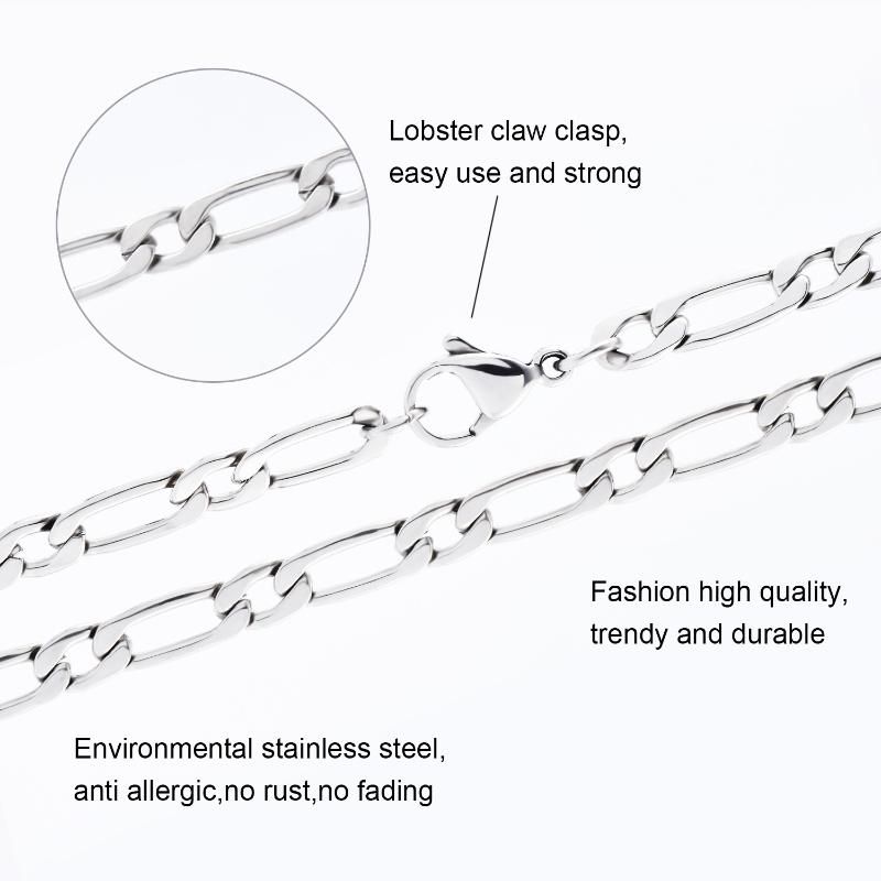 New Product Hip Hop Jewelry Stainless Steel Figaro Chain Necklace for Fashion Jewelry Gift Design
