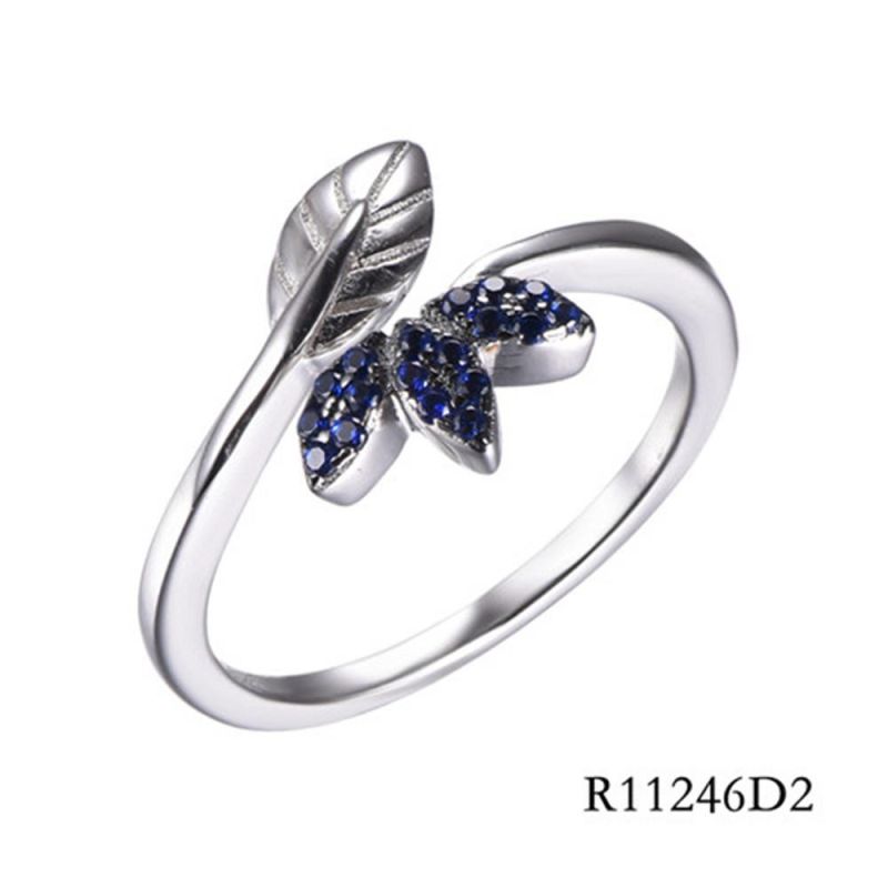 Special Leafbud Sterling Silver with CZ Leaf Open Ring