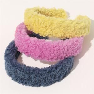 Hot Sale Winter New Lamb Hair Hoop Fashion Luxury Wide Wool Fur Hair Hoop Plush Ladies Headband