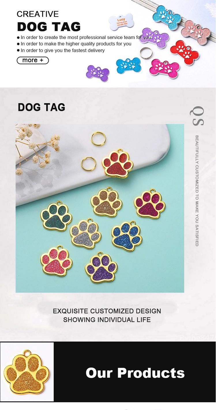 Top Sale Custom Sport Pets Paw Reflective Pendant Metal Dog Tag