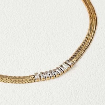 Manufacturer Customized Fashion Zircon Jewelry High Quality Fadeless Gold Filled Bracelet Cheap Stainless Steel Zircon Bracelet for Women