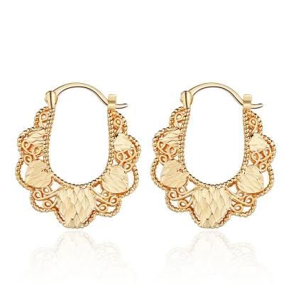 Wholesale Copper Jewelry Diamond Oro Laminado Women Fashion Hoop Earring