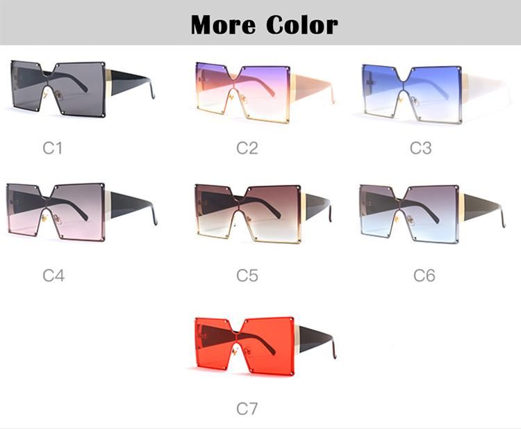 Huge Square Unique Temple Oversize Women Stock PC Sunglasses