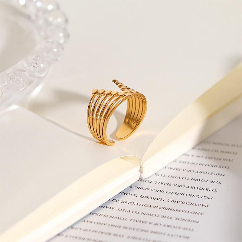 Gold 18K Korea Fashion Metallic Entangle Open Ring
