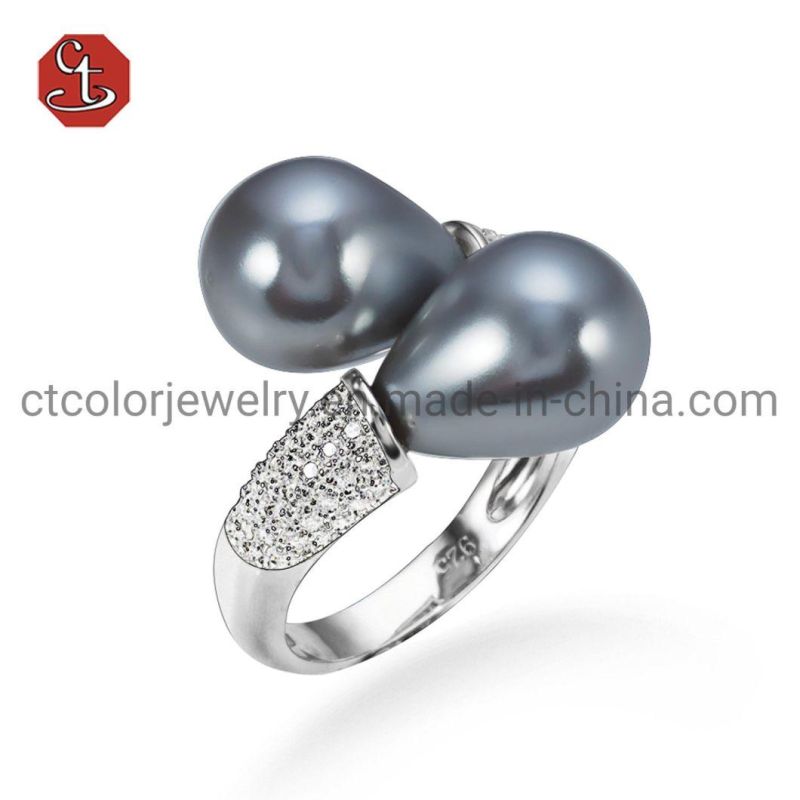 White Shell Pearl Silver Ring Fashion Jewelry Sets Pearl Rings