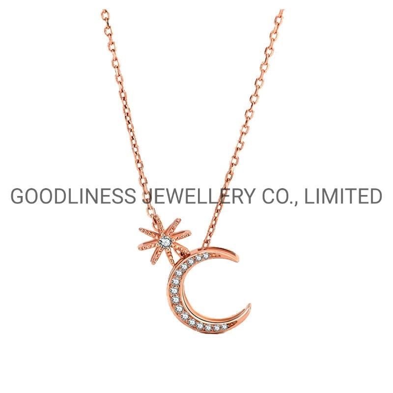 925 Sterling Silver Fine Jewelry Moon⋆ Pendant Necklace