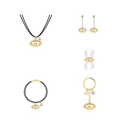 Gold Rugby Shape Gourd Pearl Diamond Jewelry