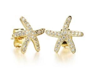 18 K Gold Plated Crystal Starfish Earrings for Women New Design Girls Christmas Gifts Statement Jewelry Pendientes