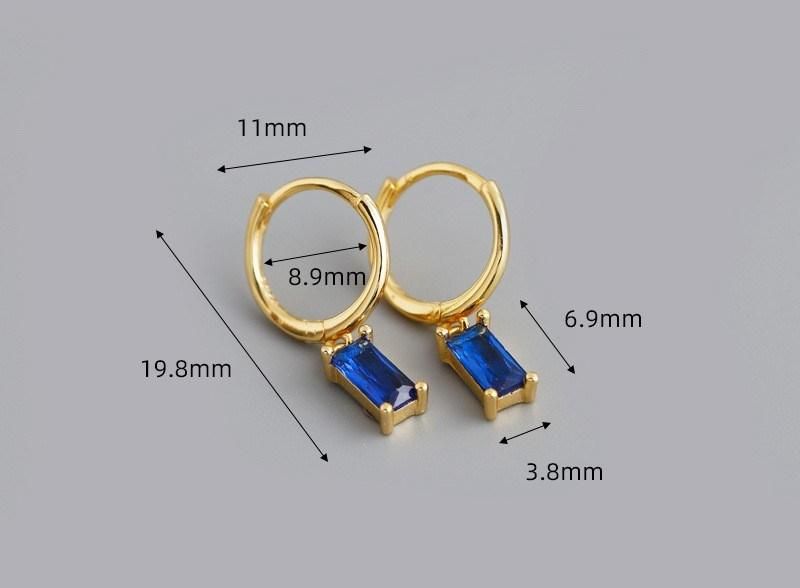 Fashion Jewelry Simple Square Zircon Hoop Earrings for Women