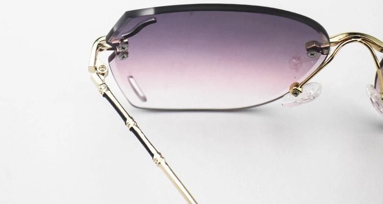 Frameless Cut Surface Metal L Rimless Frame Women Ready Sunglasses