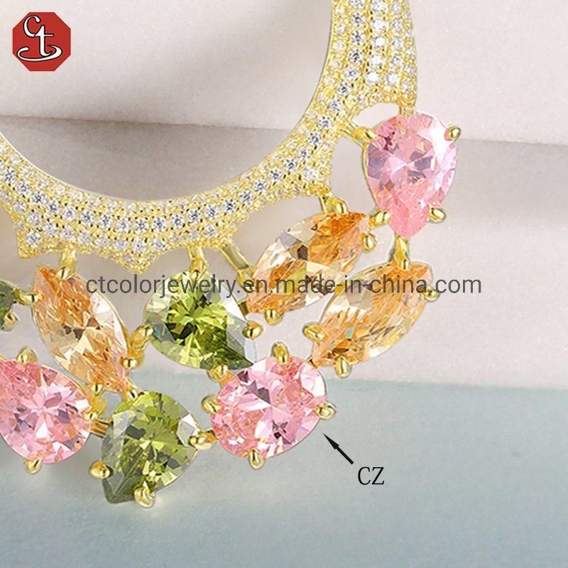 Colorful CZ earring for women 925 silver gold plated Individuality CZ Earrings