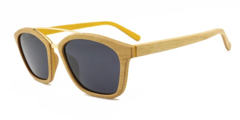 Hot Sell Fashionable Double Bridge Polarized Lenses Wooden Sunglasses