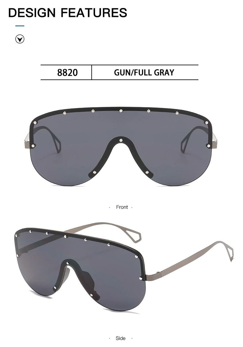 Metal Frame Sunglasses Colorful Lenses One-Piece Sunglasses Trendy Sunglasses