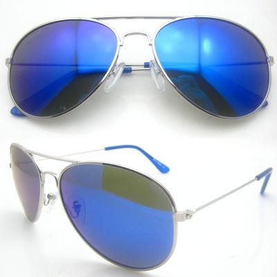 Classic Fashion Blue Mirror Metal Sunglasses