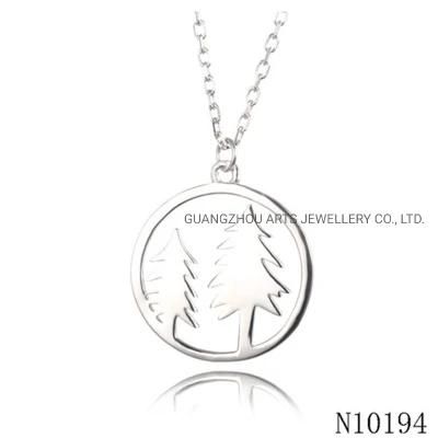Delicate Gift Christmas Trees Silver Pendant Necklace