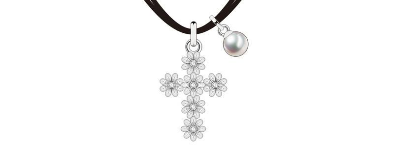 Innovative Design Silver Flower Cross Jewelry Set