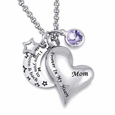 Bling Char Moon Star Cremation Heart Necklace Pendant for Ash