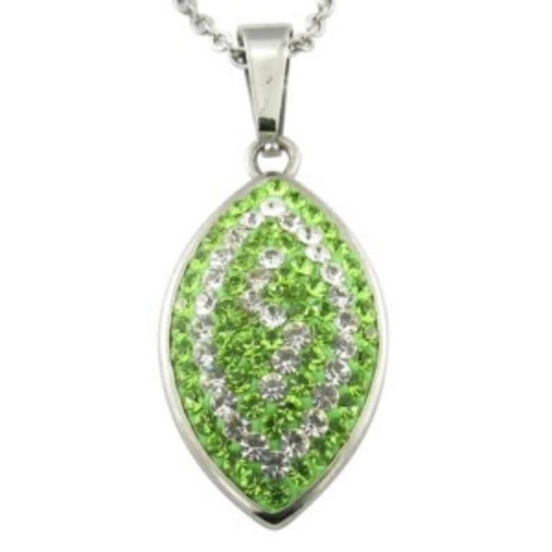 Glue Crystal Oval Lady Leaves Necklace