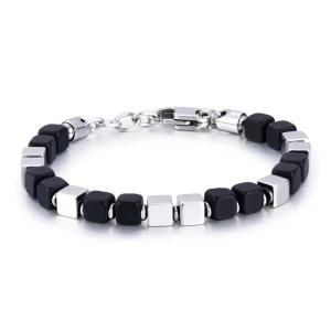 Fashion Adjustable Stainless Steel Natural Stone Cube Chain Women Bracelet