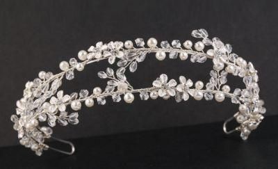 Bridal Wedding Crystal Flower Headband Headpiece. Silver Elegant Crystal Wire Tiara for Brides