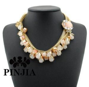 Flower Gemstone Gold Charms Chain Necklace Fashion Jewelry