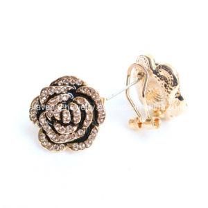 Jewelry Gold Plated with Rhinestone Clip Earrings for Female Charm Accessory