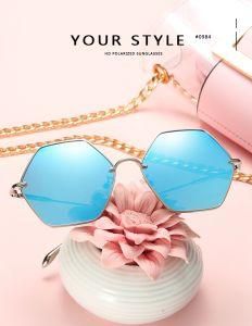 Polygon Metal Temple Sunglasses Custom Vintage Fashion Polarized Sun Glasses