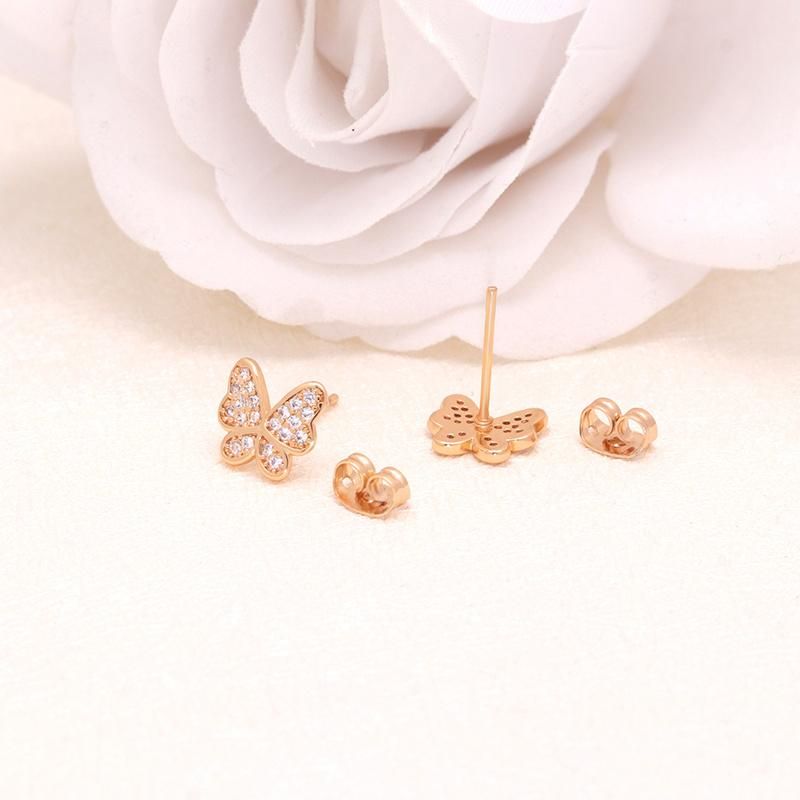 18K Gold Plated 3A CZ White Zircon Butterfly Studs Earrings