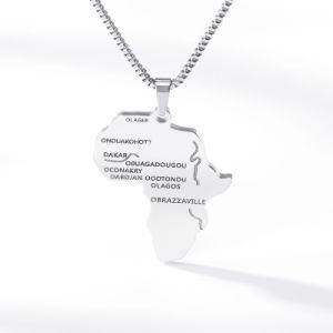 Engraved Logo 18K Gold Plated Stainless Steel Blank African Map Pendant Necklace