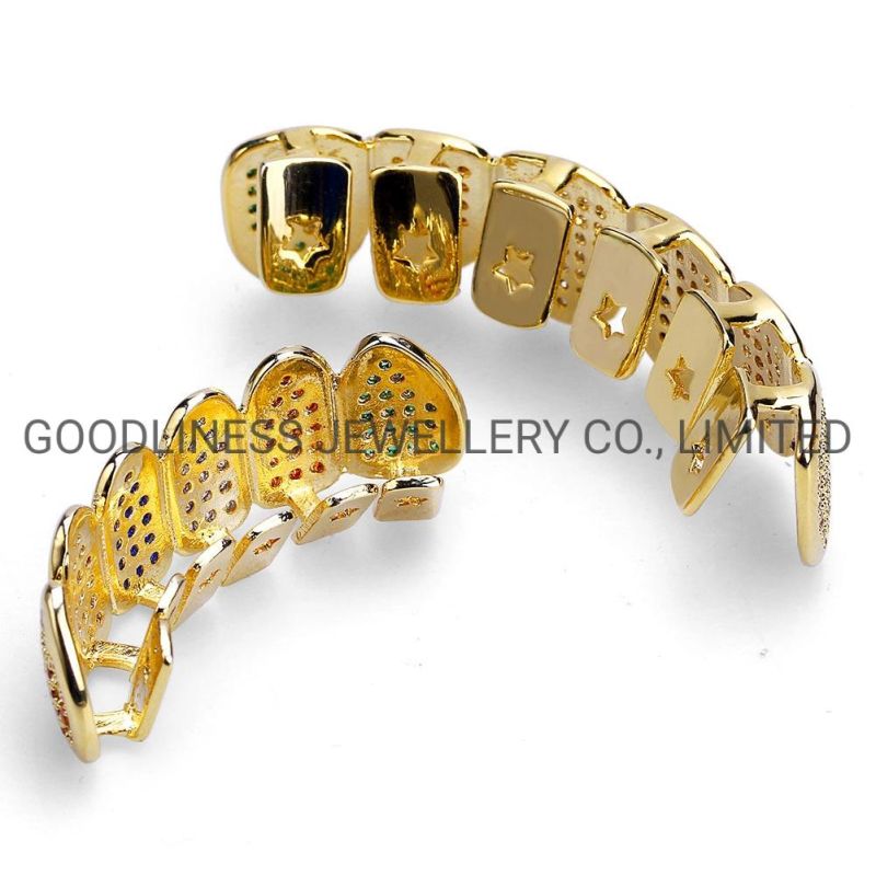 Men Fashion Accessories Colorful Pave CZ Hip Hop Rapper Jewelry