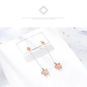 Star Diamond Triangle Gold Plated Stainless Steel Earrings Stud